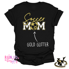 Load image into Gallery viewer, Soccer - Soccer Mom Gold & White Glitter