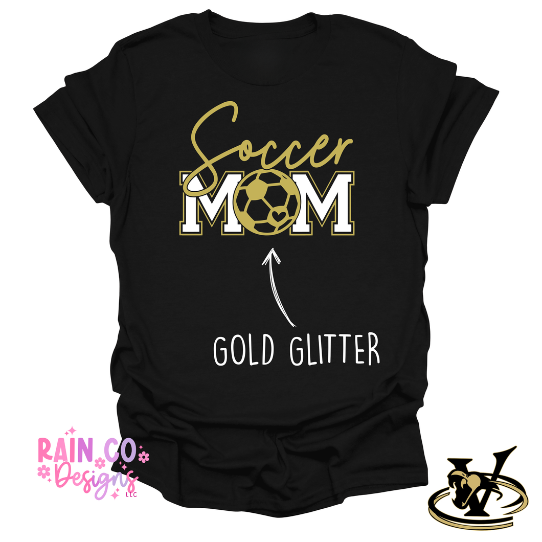 Soccer - Soccer Mom Gold & White Glitter